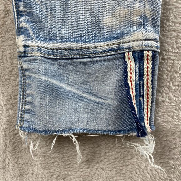 Indigo Rein Jeans Size 5 Light Blue Denim Distressed With Raw Hem and Selvage - Picture 5 of 14